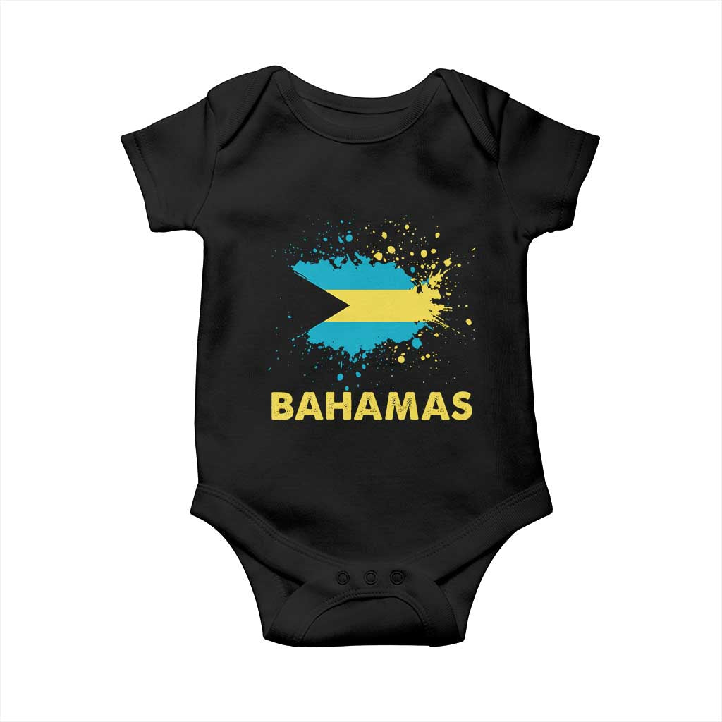 Bahamas Flag Baby Onesie Retro Vintage Watercolors Sport Bahamian Gifts TS10 Black Print Your Wear