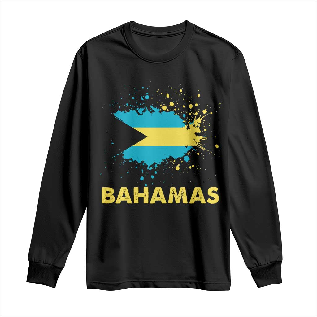Bahamas Flag Long Sleeve Shirt Retro Vintage Watercolors Sport Bahamian Gifts TS10 Black Print Your Wear