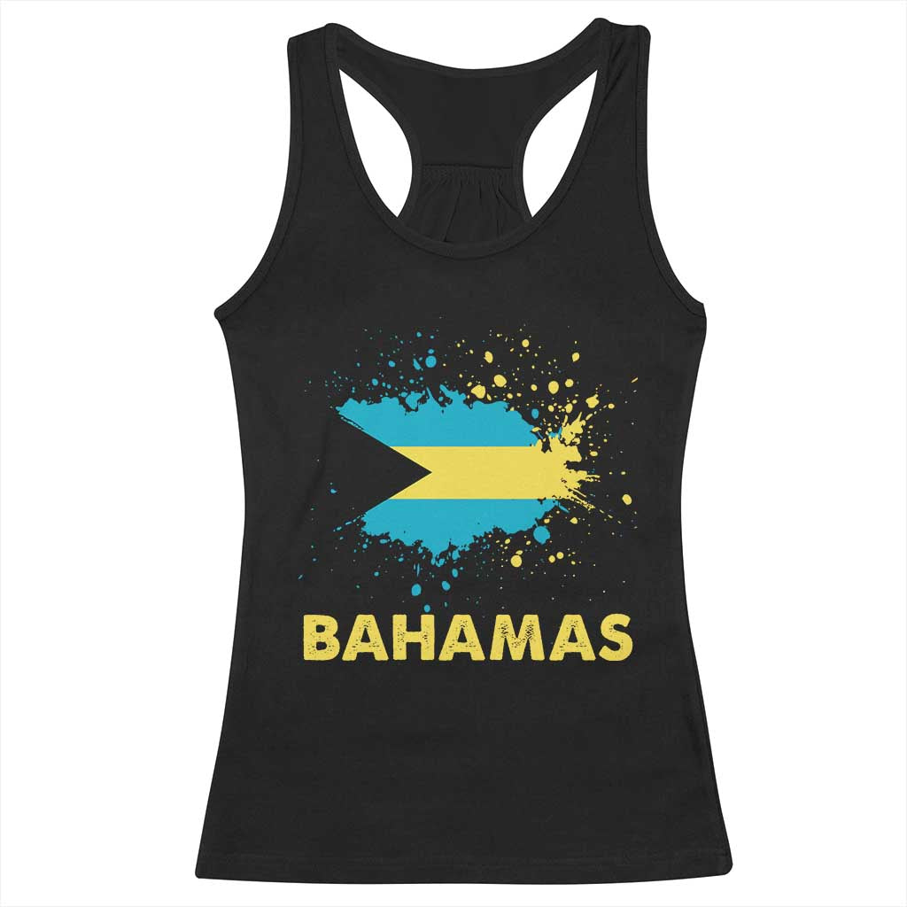 Bahamas Flag Racerback Tank Top Retro Vintage Watercolors Sport Bahamian Gifts TS10 Black Print Your Wear