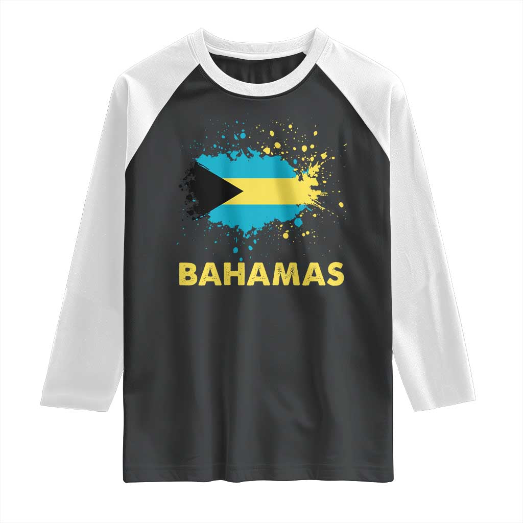 Bahamas Flag Raglan Shirt Retro Vintage Watercolors Sport Bahamian Gifts TS10 Black White Print Your Wear