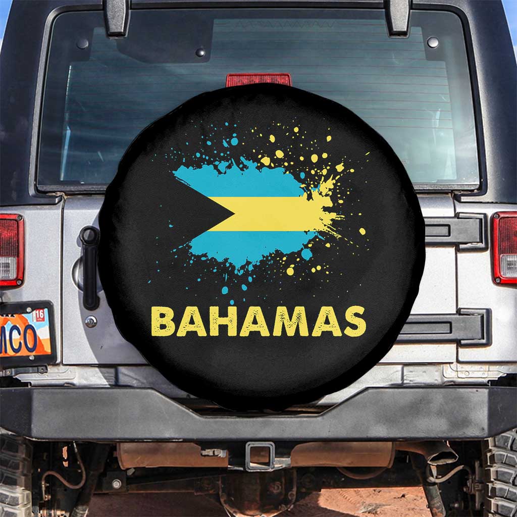 Bahamas Flag Spare Tire Cover Retro Vintage Watercolors Sport Bahamian Gifts TS10 No hole Black Print Your Wear