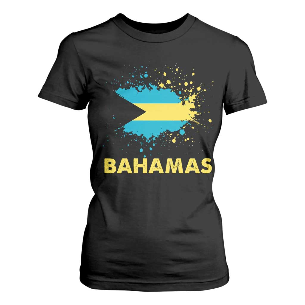 Bahamas Flag T Shirt For Women Retro Vintage Watercolors Sport Bahamian Gifts TS10 Black Print Your Wear
