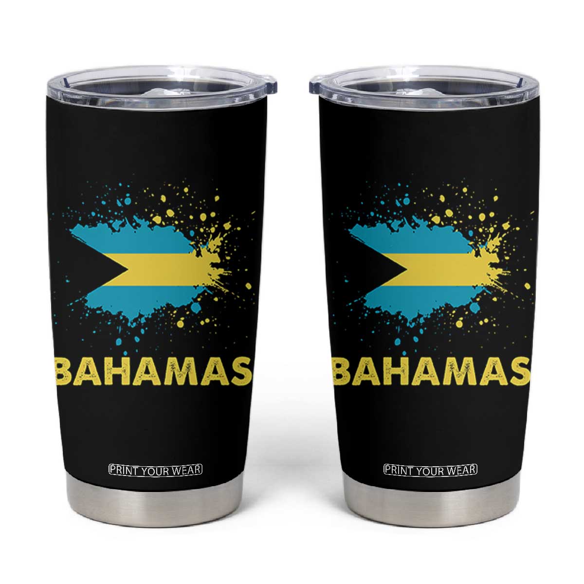 Bahamas Flag Tumbler Cup Retro Vintage Watercolors Sport Bahamian Gifts TS10 Black Print Your Wear
