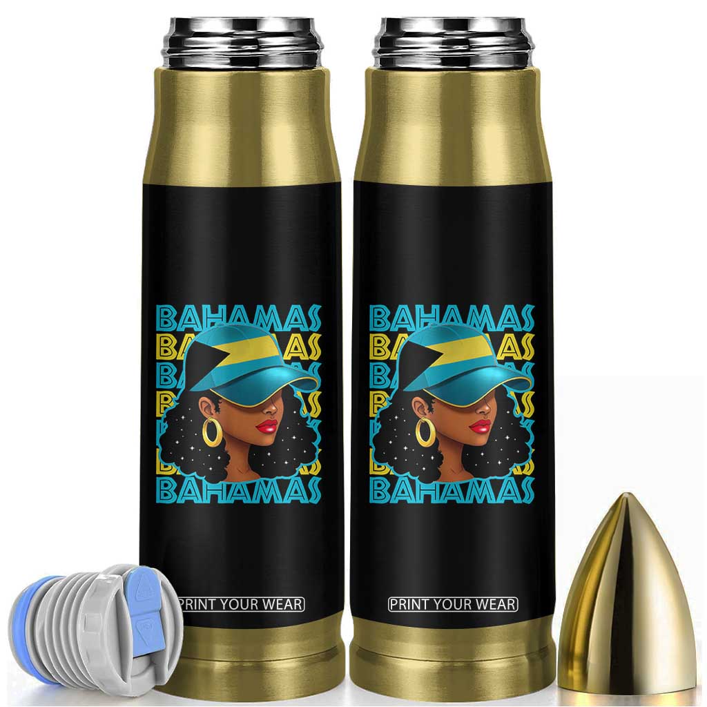 Bahamian Girl Bullet Tumbler Melanin Afro Messy Bun Black Woman Bahamas Flag TS10 Black Print Your Wear