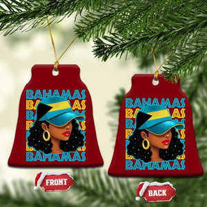 Bahamian Girl Ceramic Ornament Melanin Afro Messy Bun Black Woman Bahamas Flag TS10 Print Your Wear