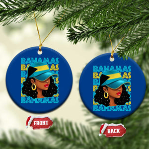 Bahamian Girl Ceramic Ornament Melanin Afro Messy Bun Black Woman Bahamas Flag TS10 1pc Blue Print Your Wear