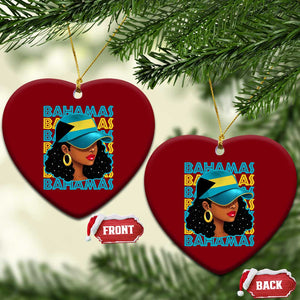 Bahamian Girl Ceramic Ornament Melanin Afro Messy Bun Black Woman Bahamas Flag TS10 Print Your Wear