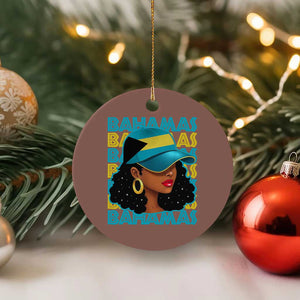 Bahamian Girl Ceramic Ornament Melanin Afro Messy Bun Black Woman Bahamas Flag TS10 1pc Mocha Print Your Wear