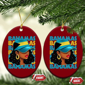 Bahamian Girl Ceramic Ornament Melanin Afro Messy Bun Black Woman Bahamas Flag TS10 Print Your Wear
