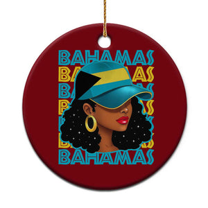 Bahamian Girl Ceramic Ornament Melanin Afro Messy Bun Black Woman Bahamas Flag TS10 1pc Red Print Your Wear