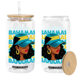 Bahamian Girl Glass Can Melanin Afro Messy Bun Black Woman Bahamas Flag TS10 Print Your Wear