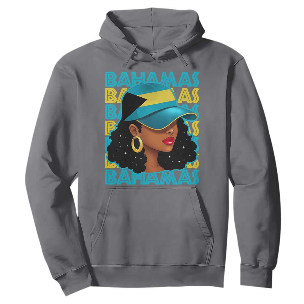Bahamian Girl Hoodie Melanin Afro Messy Bun Black Woman Bahamas Flag TS10 Charcoal Print Your Wear