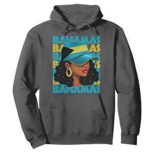 Bahamian Girl Hoodie Melanin Afro Messy Bun Black Woman Bahamas Flag TS10 Dark Heather Print Your Wear
