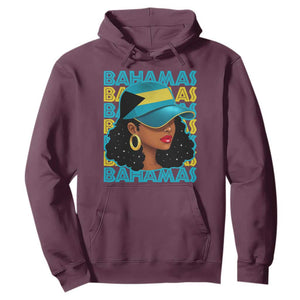 Bahamian Girl Hoodie Melanin Afro Messy Bun Black Woman Bahamas Flag TS10 Maroon Print Your Wear