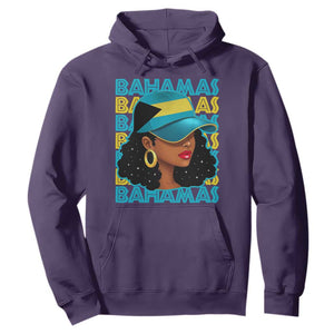 Bahamian Girl Hoodie Melanin Afro Messy Bun Black Woman Bahamas Flag TS10 Purple Print Your Wear