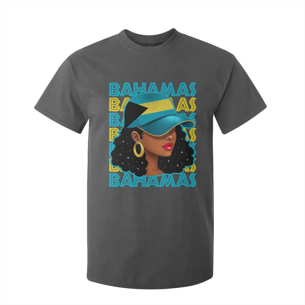 Bahamian Girl T Shirt For Kid Melanin Afro Messy Bun Black Woman Bahamas Flag TS10 Dark Heather Print Your Wear