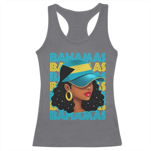 Bahamian Girl Racerback Tank Top Melanin Afro Messy Bun Black Woman Bahamas Flag TS10 Charcoal Print Your Wear