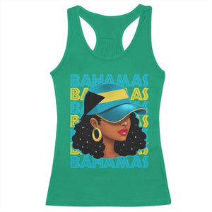 Bahamian Girl Racerback Tank Top Melanin Afro Messy Bun Black Woman Bahamas Flag TS10 Irish Green Print Your Wear