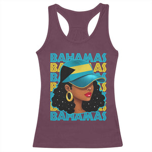 Bahamian Girl Racerback Tank Top Melanin Afro Messy Bun Black Woman Bahamas Flag TS10 Maroon Print Your Wear