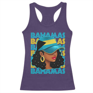 Bahamian Girl Racerback Tank Top Melanin Afro Messy Bun Black Woman Bahamas Flag TS10 Purple Print Your Wear