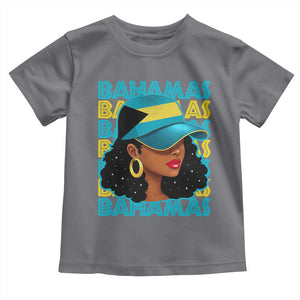 Bahamian Girl Toddler T Shirt Melanin Afro Messy Bun Black Woman Bahamas Flag TS10 Charcoal Print Your Wear