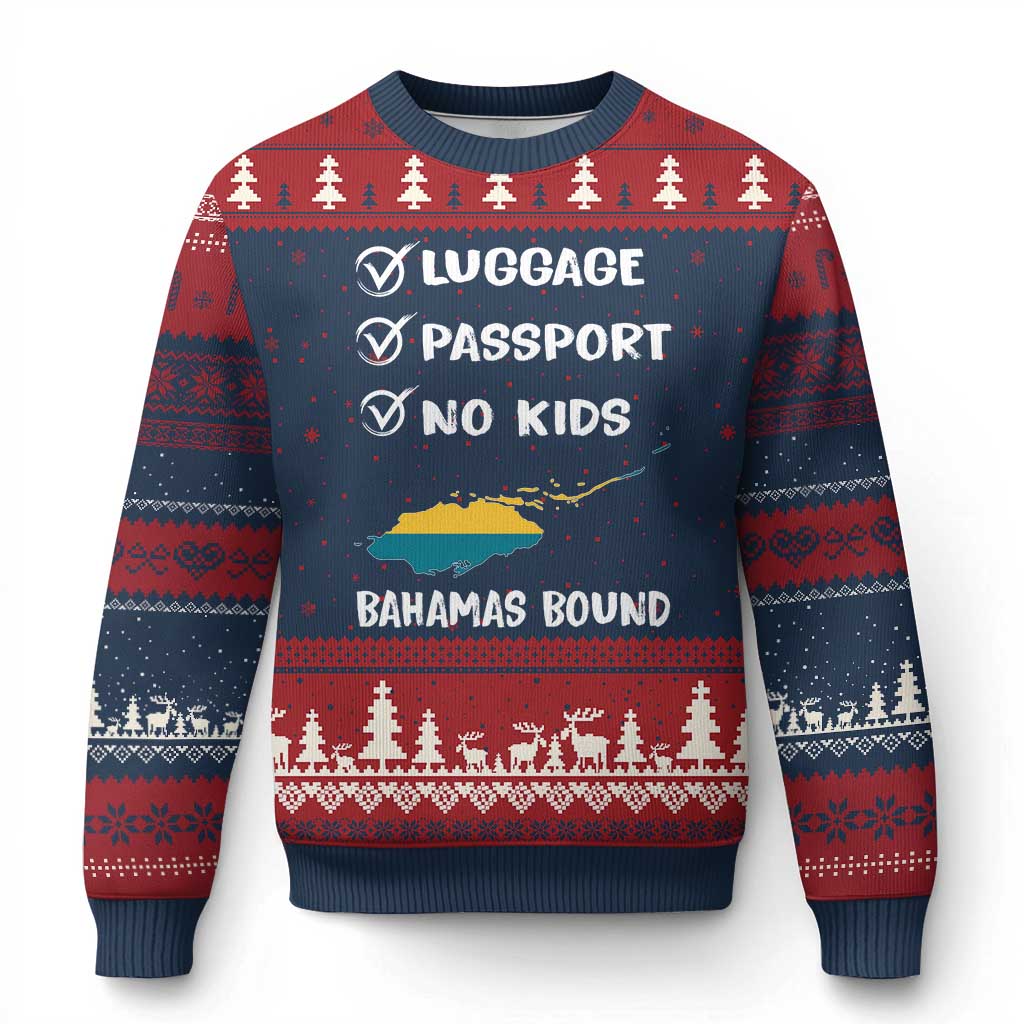 Bahamas Vacation Ugly Christmas Sweater Funny Tropical Island Summer Travel TS10 Navy Red Print Your Wear