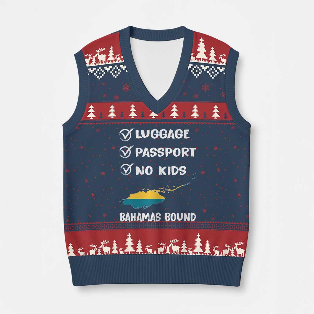 Bahamas Vacation V-Neck Knit Sweater Vest Funny Tropical Island Summer Travel TS10 Navy Red Print Your Wear