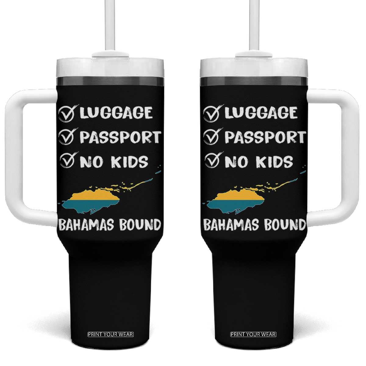 Bahamas Vacation Tumbler With Handle Funny Tropical Island Summer Travel TS10 One Size: 40 oz Black Print Your Wear