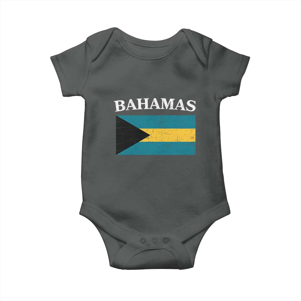 Bahamas Flag Baby Onesie Retro Vintage Bahamian Gifts TS10 Dark Heather Print Your Wear