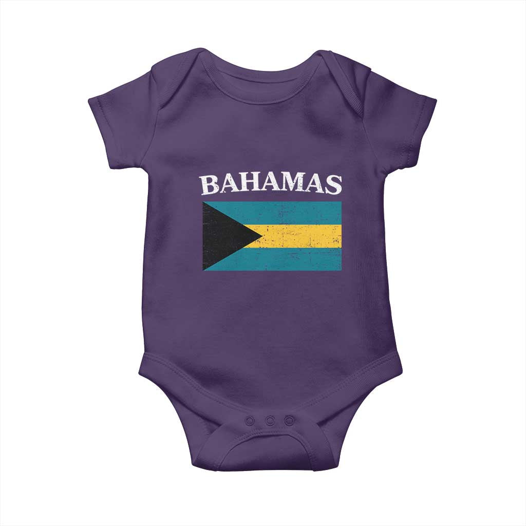 Bahamas Flag Baby Onesie Retro Vintage Bahamian Gifts TS10 Purple Print Your Wear