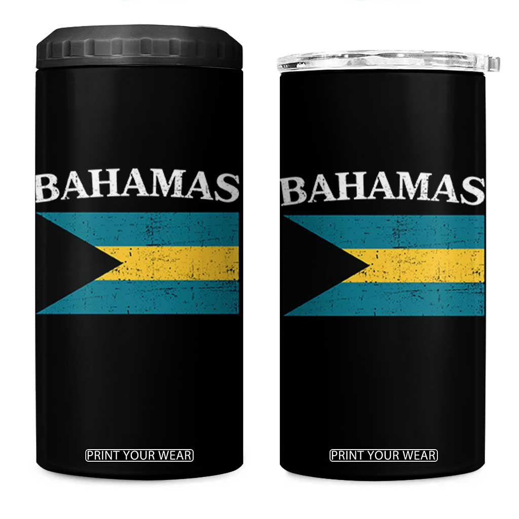 Bahamas Flag 4 in 1 Can Cooler Tumbler Retro Vintage Bahamian Gifts TS10 One Size: 16 oz Black Print Your Wear