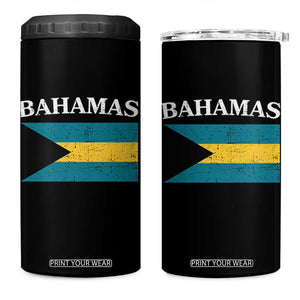 Bahamas Flag 4 in 1 Can Cooler Tumbler Retro Vintage Bahamian Gifts TS10 One Size: 16 oz Black Print Your Wear