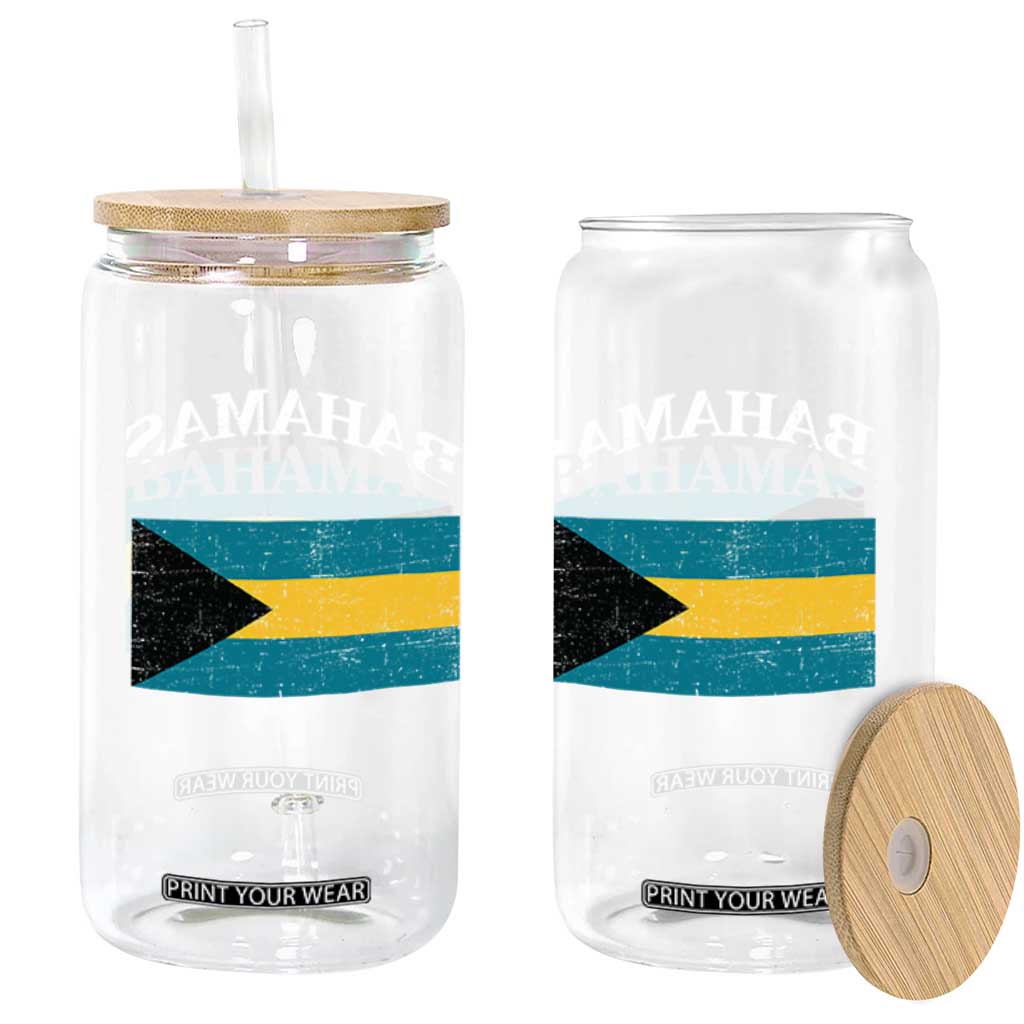 Bahamas Flag Glass Can Retro Vintage Bahamian Gifts TS10 Print Your Wear