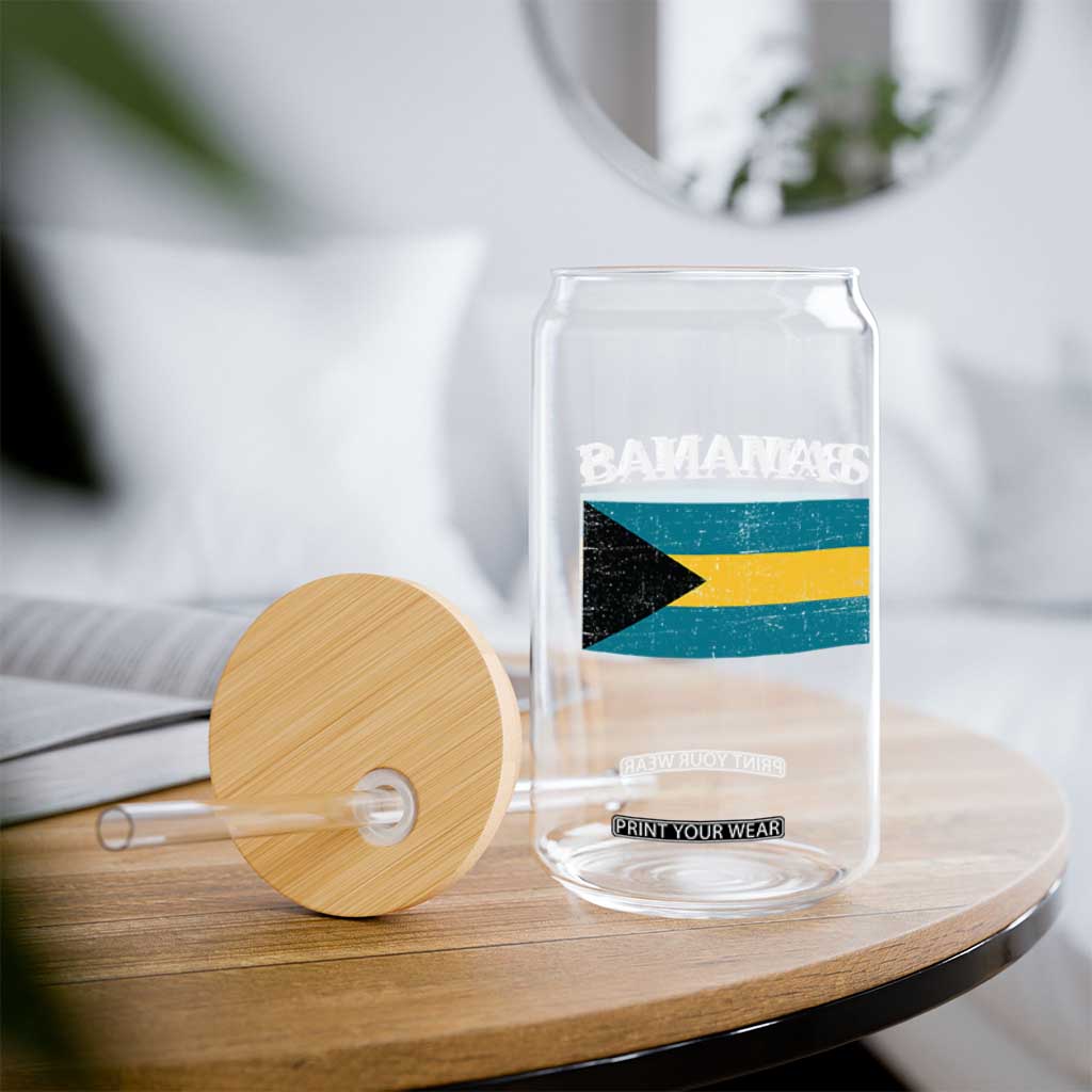 Bahamas Flag Glass Can Retro Vintage Bahamian Gifts TS10 Print Your Wear