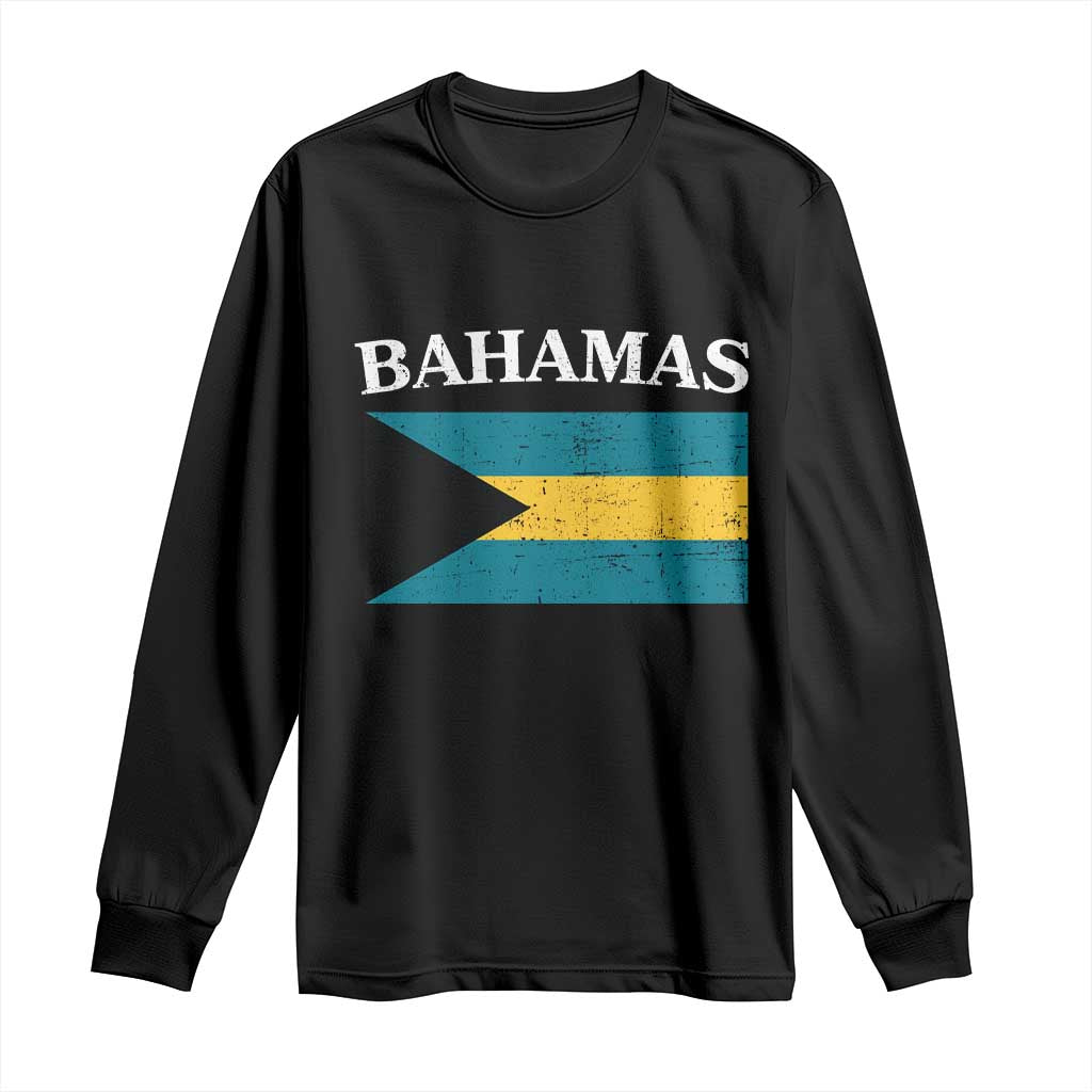 Bahamas Flag Long Sleeve Shirt Retro Vintage Bahamian Gifts TS10 Black Print Your Wear