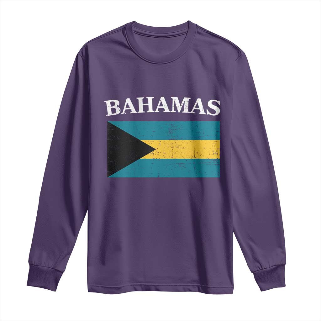 Bahamas Flag Long Sleeve Shirt Retro Vintage Bahamian Gifts TS10 Purple Print Your Wear