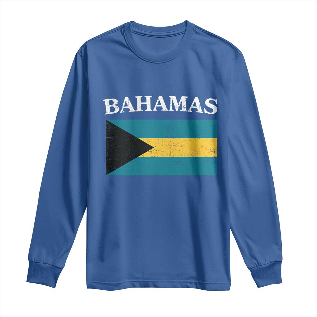 Bahamas Flag Long Sleeve Shirt Retro Vintage Bahamian Gifts TS10 Royal Blue Print Your Wear