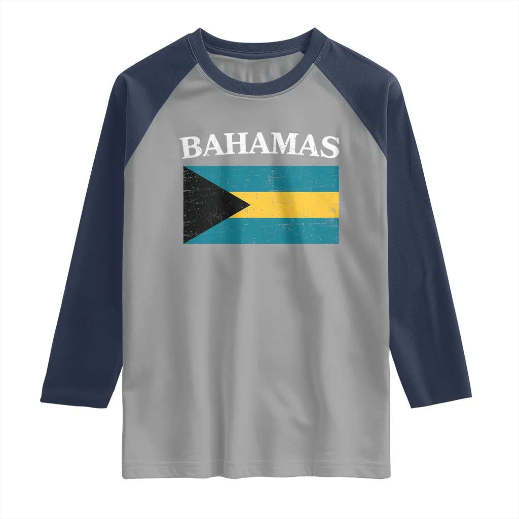 Bahamas Flag Raglan Shirt Retro Vintage Bahamian Gifts TS10 Sport Gray Navy Print Your Wear