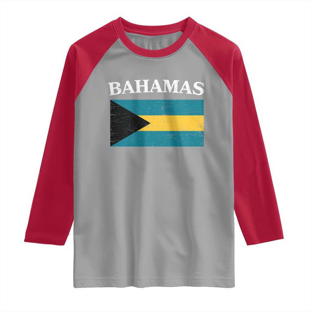 Bahamas Flag Raglan Shirt Retro Vintage Bahamian Gifts TS10 Sport Gray Red Print Your Wear