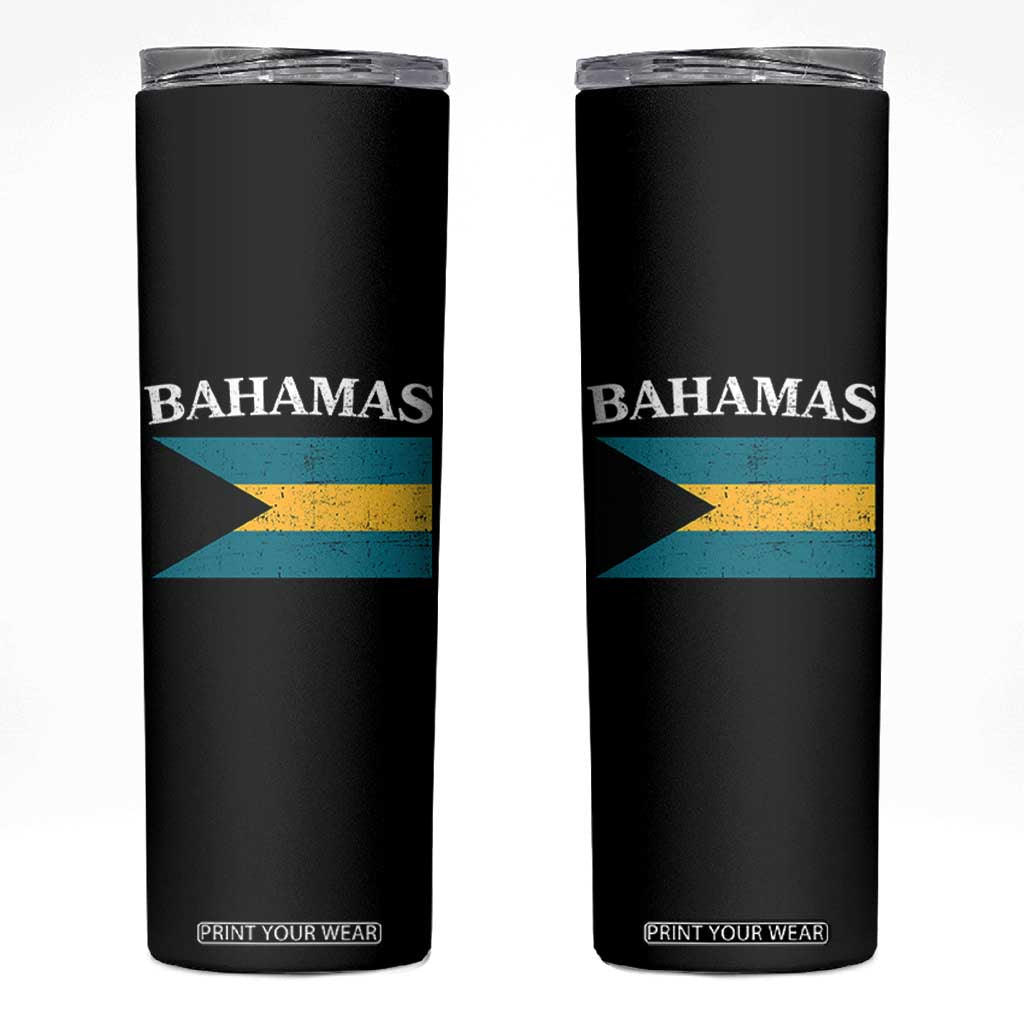 Bahamas Flag Skinny Tumbler Retro Vintage Bahamian Gifts TS10 Black Print Your Wear