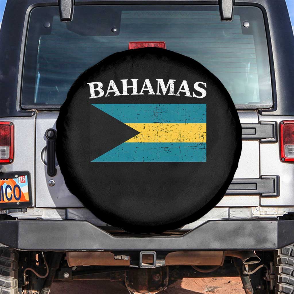 Bahamas Flag Spare Tire Cover Retro Vintage Bahamian Gifts TS10 No hole Black Print Your Wear