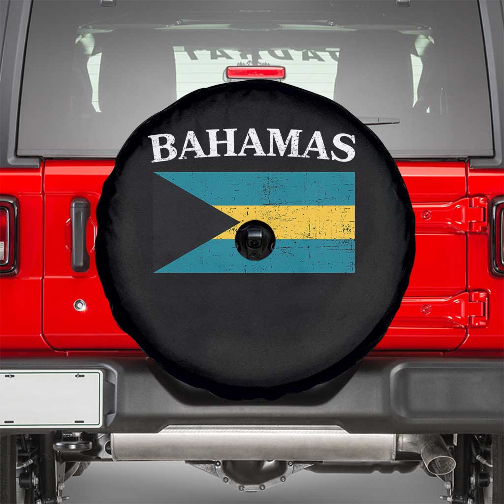 Bahamas Flag Spare Tire Cover Retro Vintage Bahamian Gifts TS10 Black Print Your Wear