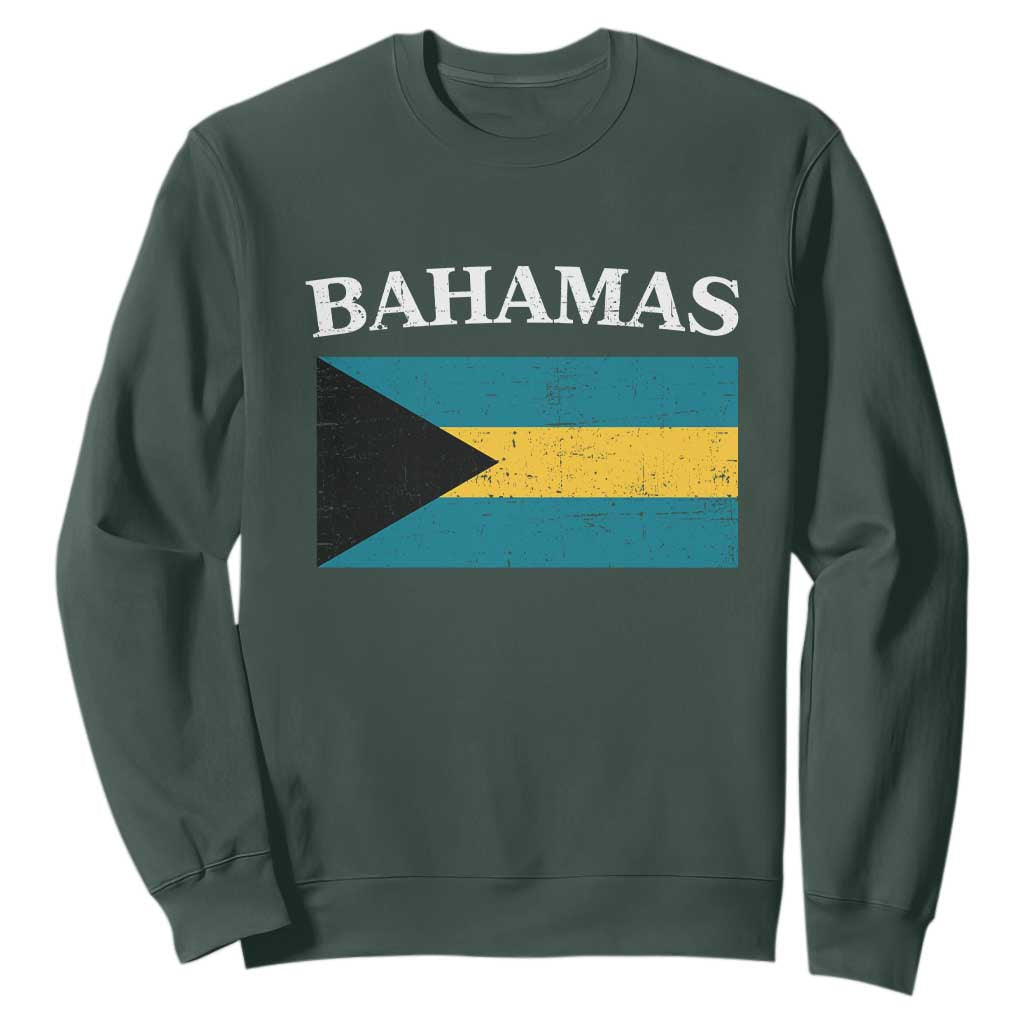 Bahamas Flag Sweatshirt Retro Vintage Bahamian Gifts TS10 Dark Forest Green Print Your Wear