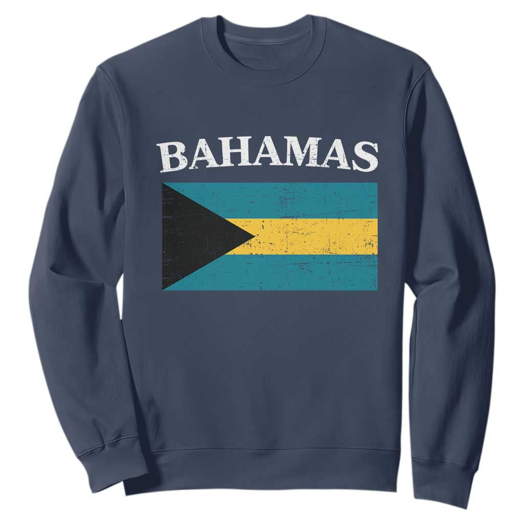 Bahamas Flag Sweatshirt Retro Vintage Bahamian Gifts TS10 Navy Print Your Wear