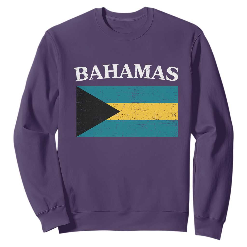 Bahamas Flag Sweatshirt Retro Vintage Bahamian Gifts TS10 Purple Print Your Wear