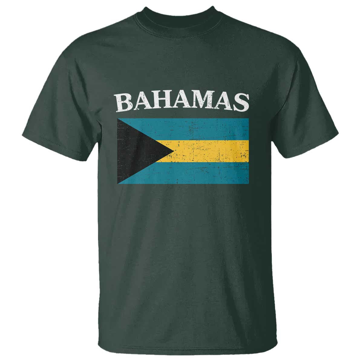 Bahamas Flag T Shirt Retro Vintage Bahamian Gifts TS10 Dark Forest Green Print Your Wear