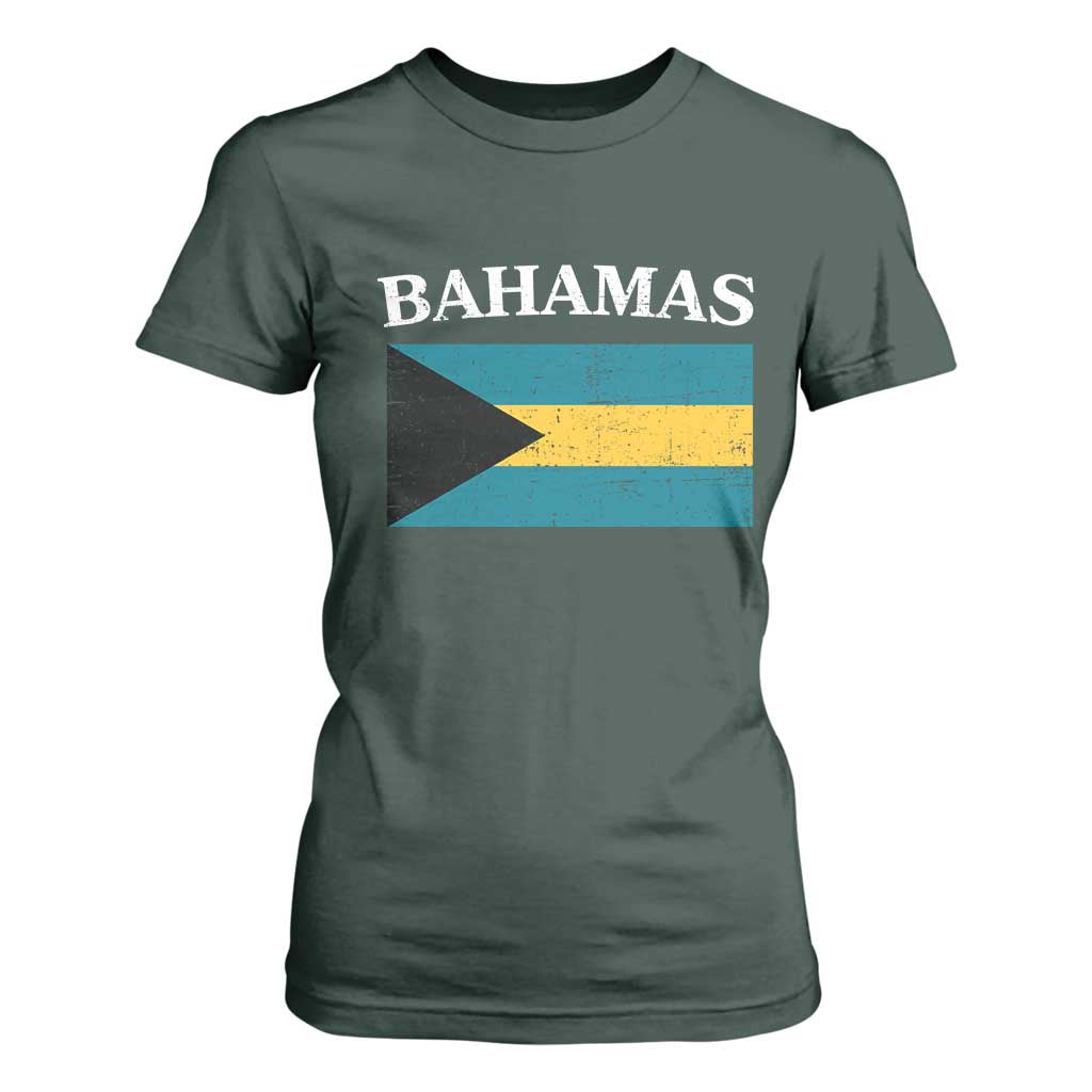 Bahamas Flag T Shirt For Women Retro Vintage Bahamian Gifts TS10 Dark Forest Green Print Your Wear