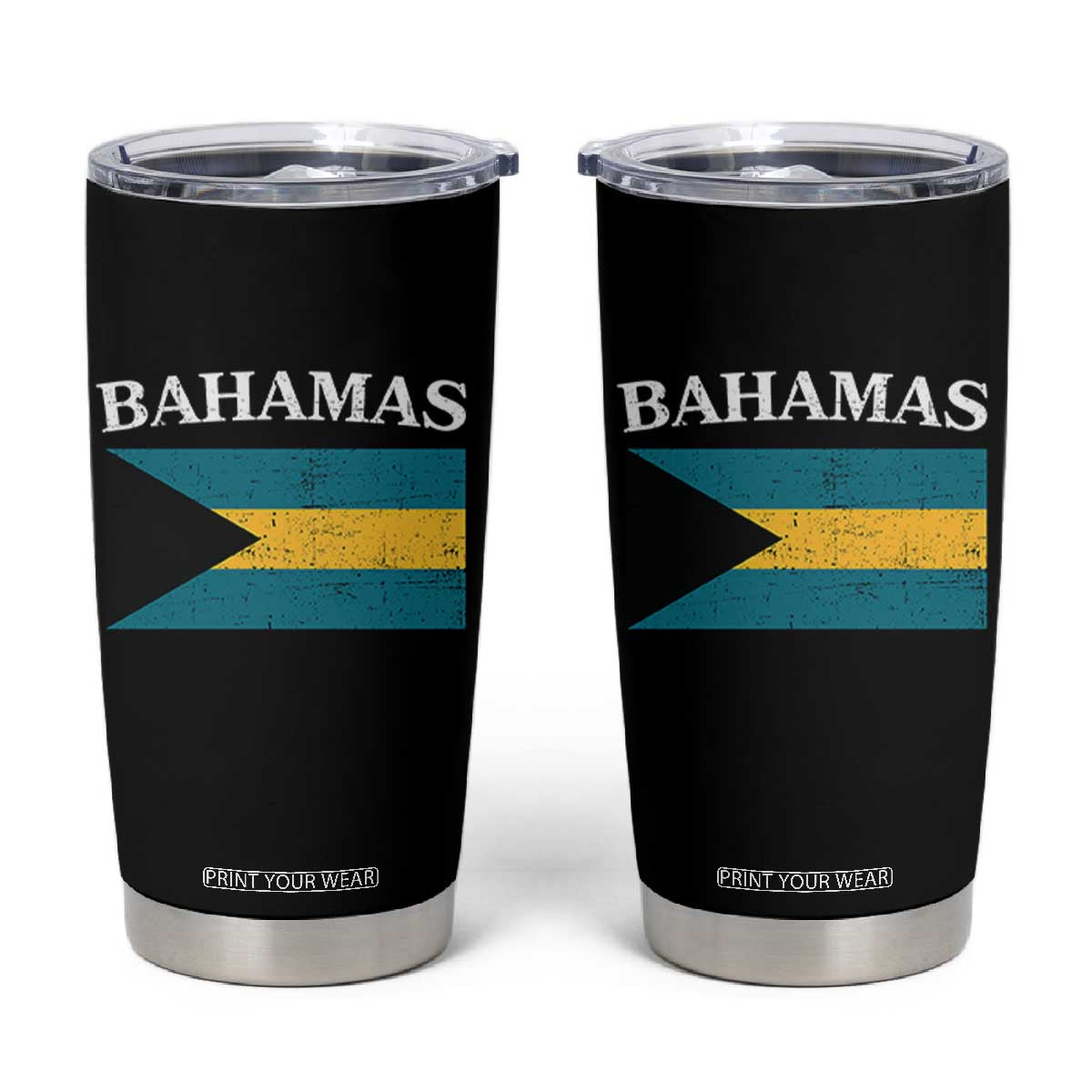 Bahamas Flag Tumbler Cup Retro Vintage Bahamian Gifts TS10 Black Print Your Wear