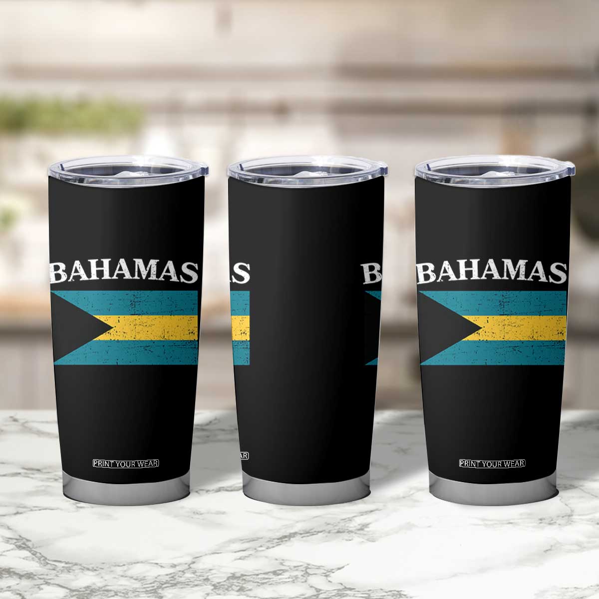 Bahamas Flag Tumbler Cup Retro Vintage Bahamian Gifts TS10 Print Your Wear