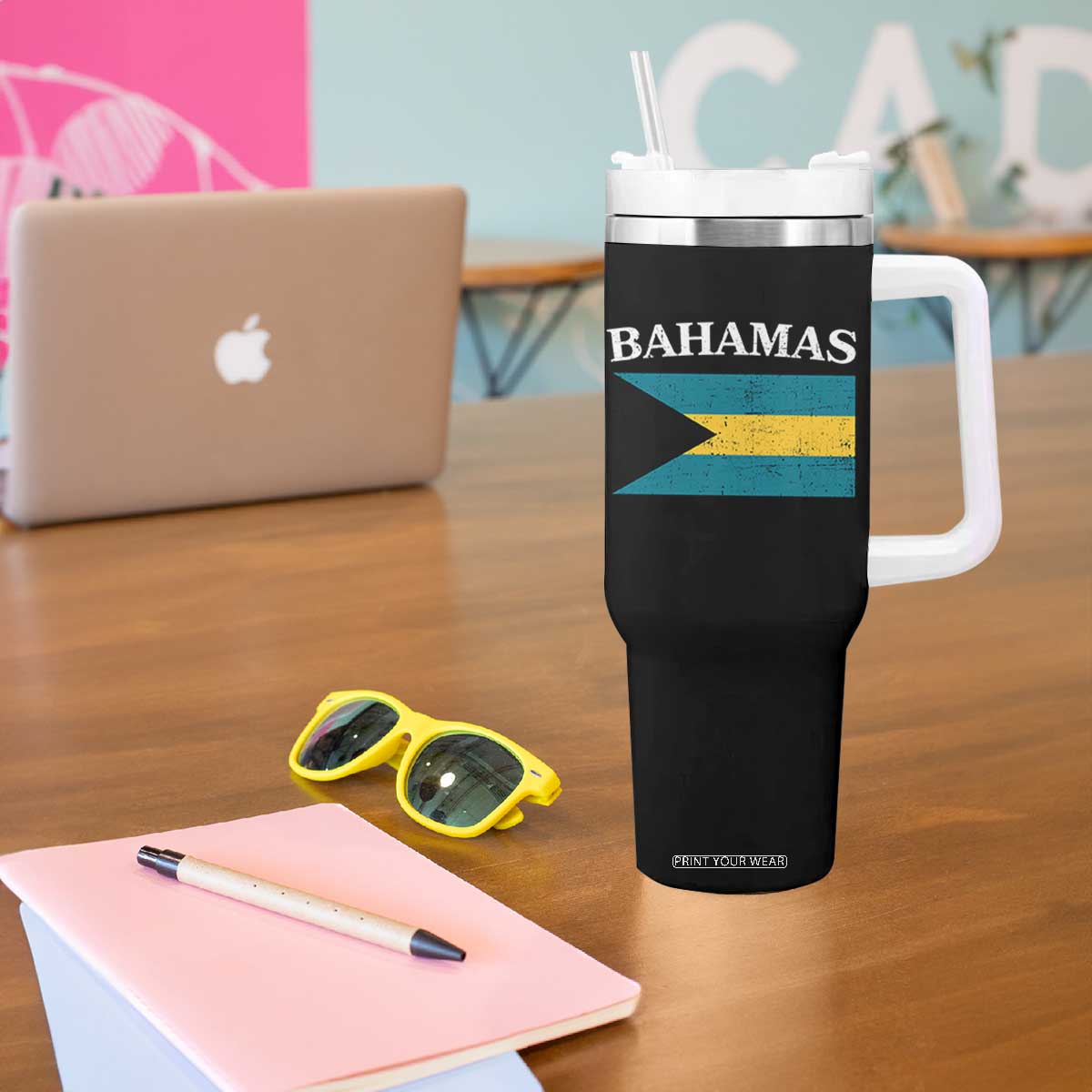 Bahamas Flag Tumbler With Handle Retro Vintage Bahamian Gifts TS10 Print Your Wear